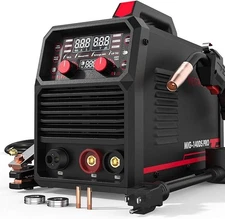 140A 4-in-1 MIG Welder, 110V/220V Dual Voltage, Gas/Flux/Stick/TIG