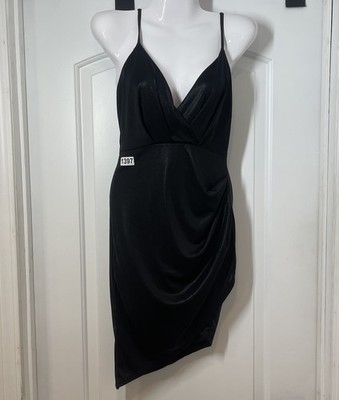 Privy Mini Dress S Black Asymmetrical Ruched Twist Romantic Goth Dark Whimsigoth