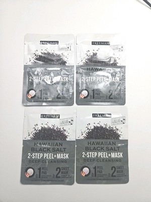 4 Freeman Hawaiian Black Salt 2-Step Peel & Sheet Face Mask Deep Cleansing Pad