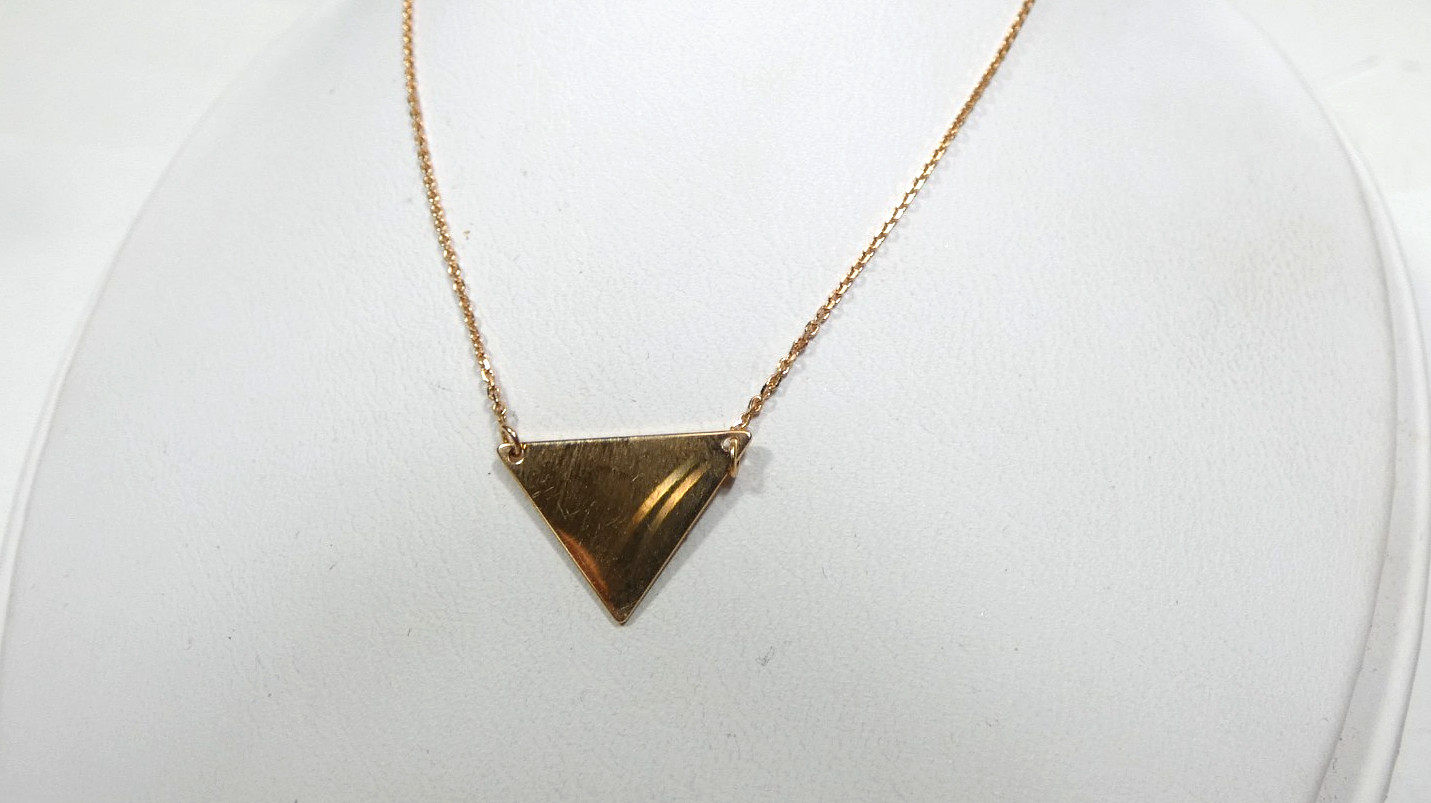 Solid Rose Gold Minimalist Triangle Necklace - image 3