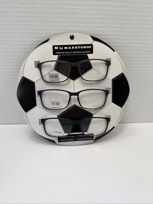 New +2.50 Box Set 3 Pairs M By Max Studio Reading Glasses Readers