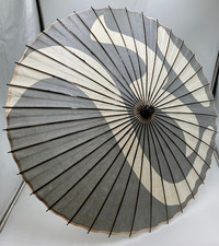 Japanese Traditional Wagasa Paper Umbrella Bamboo Handmade Gray White Japan