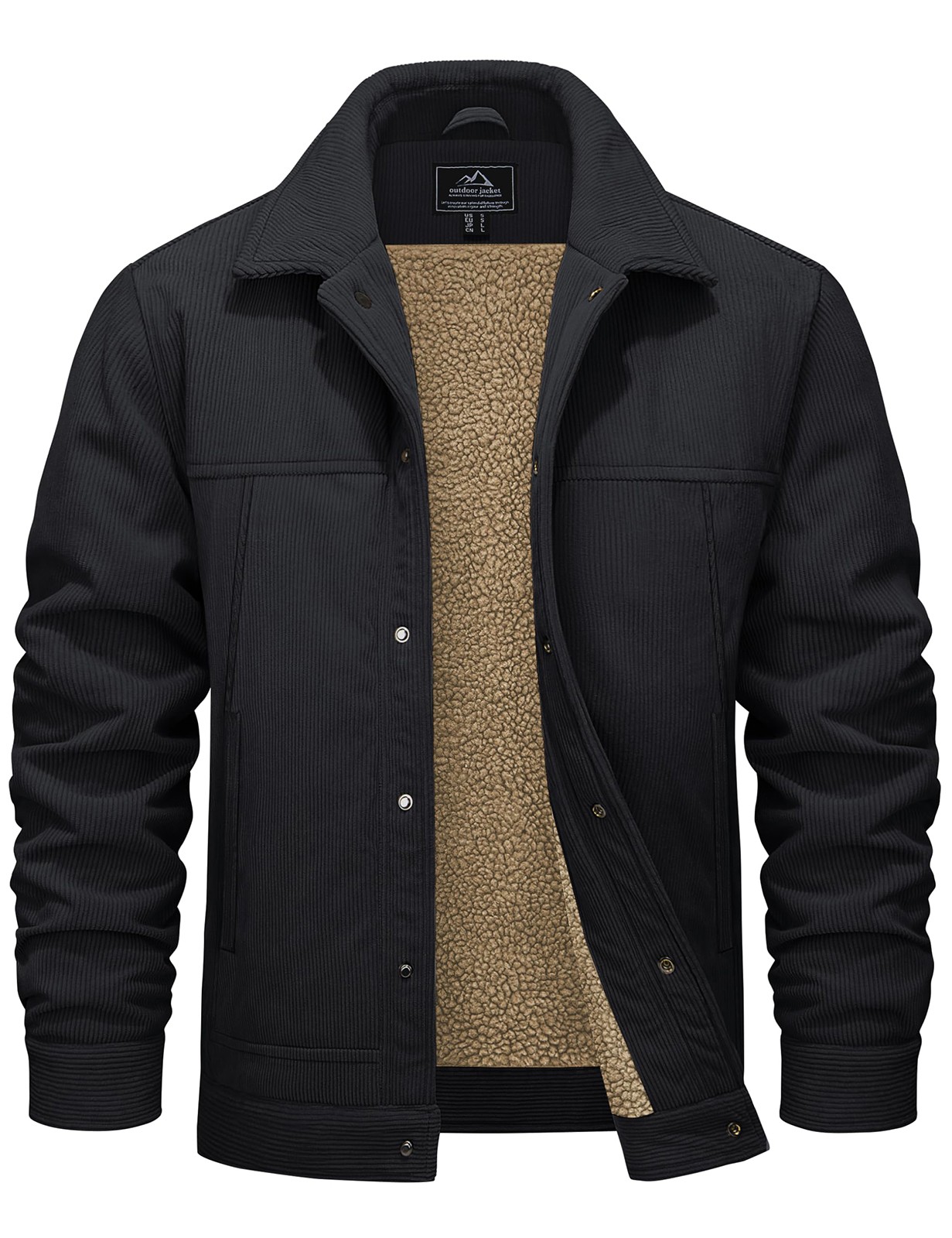 Mens Corduroy Jacket Winter Warm Sherpa Jackets Thick Trucker Cargo Fleece Coat 15190₽