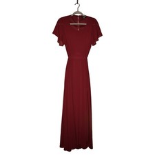 LULUS $88 Short Sleeve Garden Bliss Burgundy Cutout Maxi Dress Medium