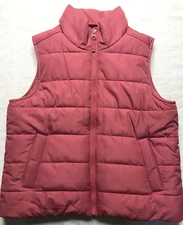 Place Casual Zipper Puffer Vest Lined W/Pockets Size XL - 14 - Color Pink/Biege