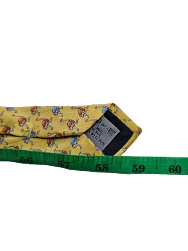 A2) LEONARD YELLOW GEOMETRIC OSTRICH NECKTIE MADE IN ITALY - Picture 4 of 4