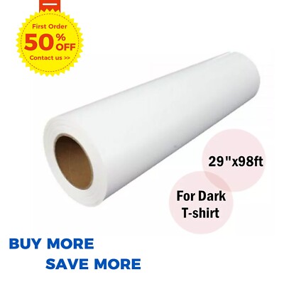 USA 29'' x 98ft Roll White Eco-Solvent Printable Heat Transfer Vinyl for Dark