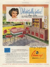 Delightfully festive says Kathryn Grayson for Chromcraft Dinettes ad 1948