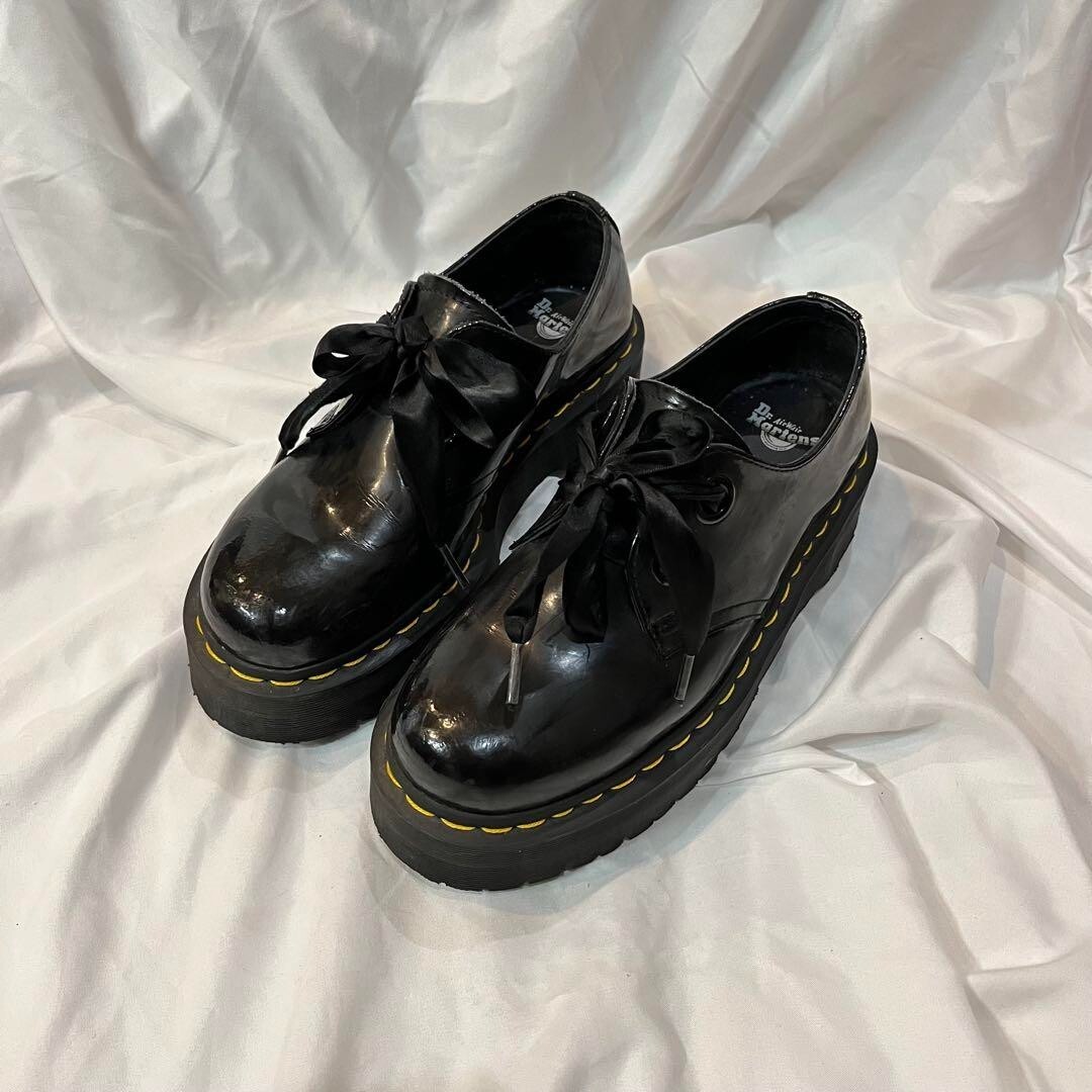 Dr.Martens Sneakers Shoes holly thick sole ribbon Black Size