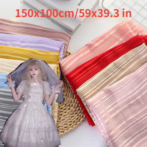 DIY Chiffon Striped Fabric Splice Lolita Hanfu Wedding Dress Skirts Curtain Sew - Picture 1 of 25