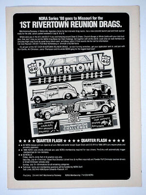 #ad 1st Rivertown Reunion Drags St Louis Mo. Regional Vintage 1988 Original Print Ad $7.95