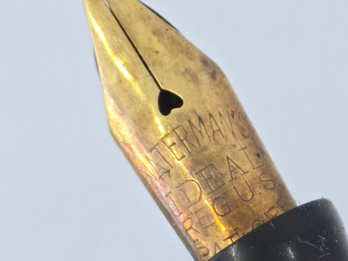 ANTIQUE c1933 WATERMAN'S USA 3V IDEAL NIB BURGUNDY MARBLE LEVERFILL FOUNTAIN PEN - Picture 3 of 12