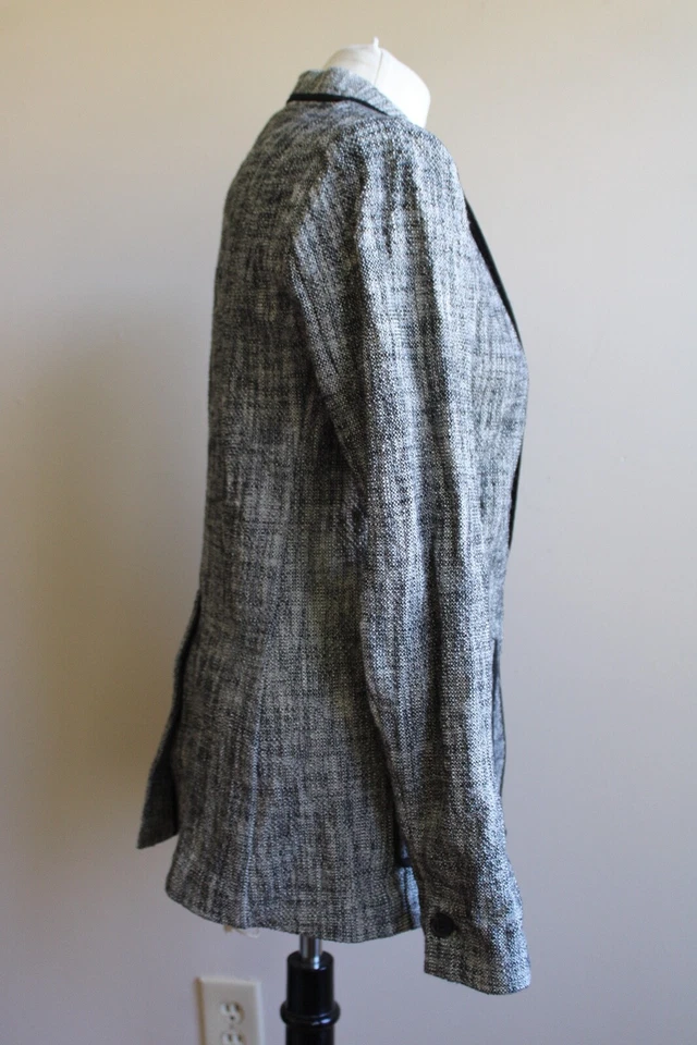 Chaqueta Blazer Cartonnier Anthropologie 8 Gris Tweed Mezcla Algodón Un Botón Foto 3 de 4