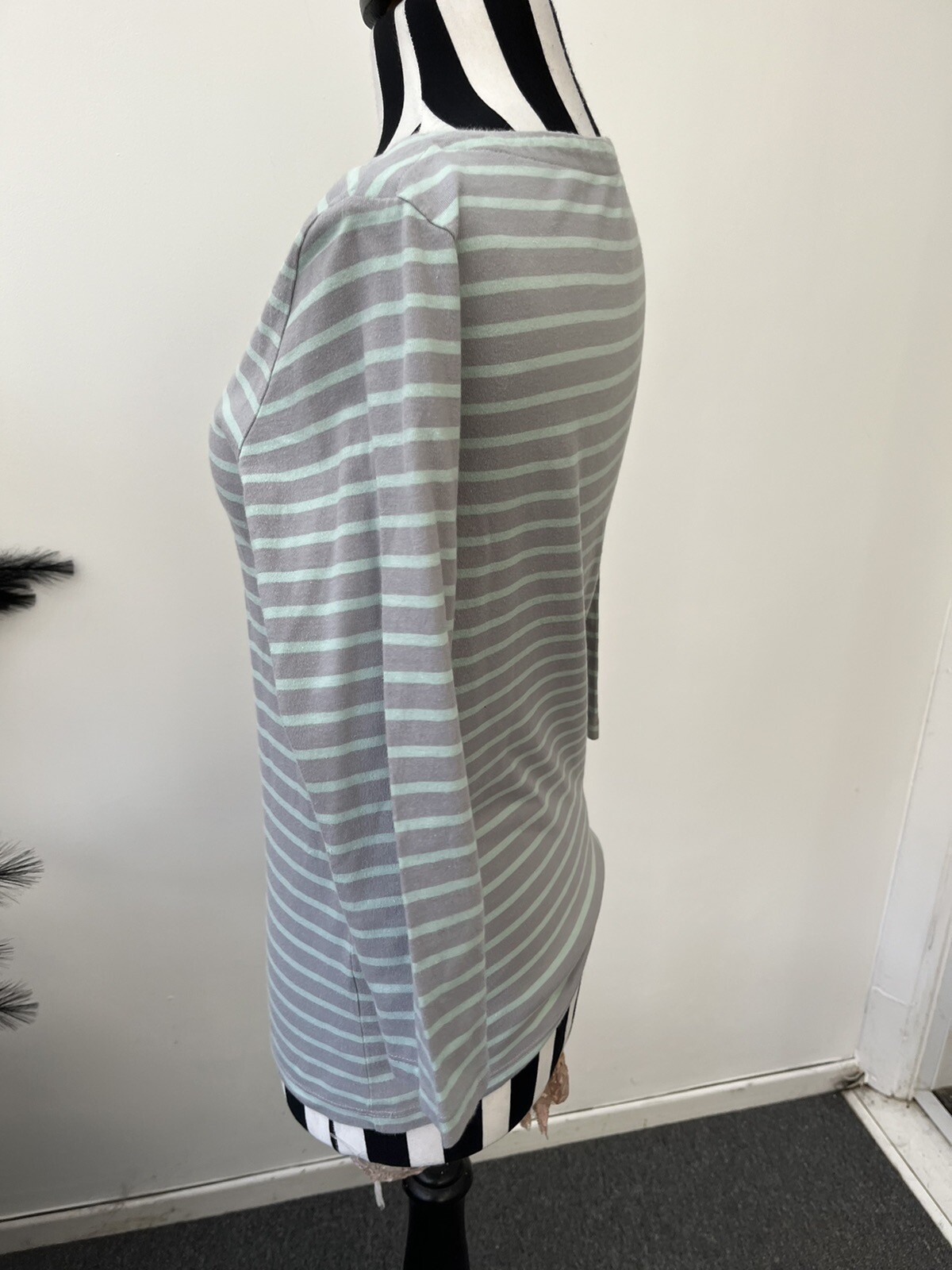TOAST LADIES MINT GREEN GREY STRIPE LONG SLEEVE T SHIRT TOP SIZE 10 eBay