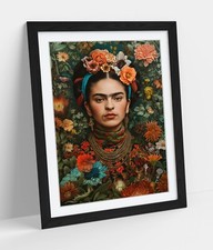 BLUMENPORTRAIT VON FRIDA KAHLO - GERAHMTES WANDBILD POSTER PAPIERDRUCK