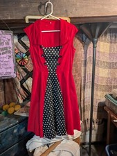 Red Polka Dot Swing Dress, Size Medium, Retro 50s Pin-up Style
