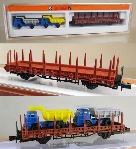 KF537 | Arnold 4477 - Rungenwagen mit 2 Muldenkippern *NEU* | Zustand: Neu
