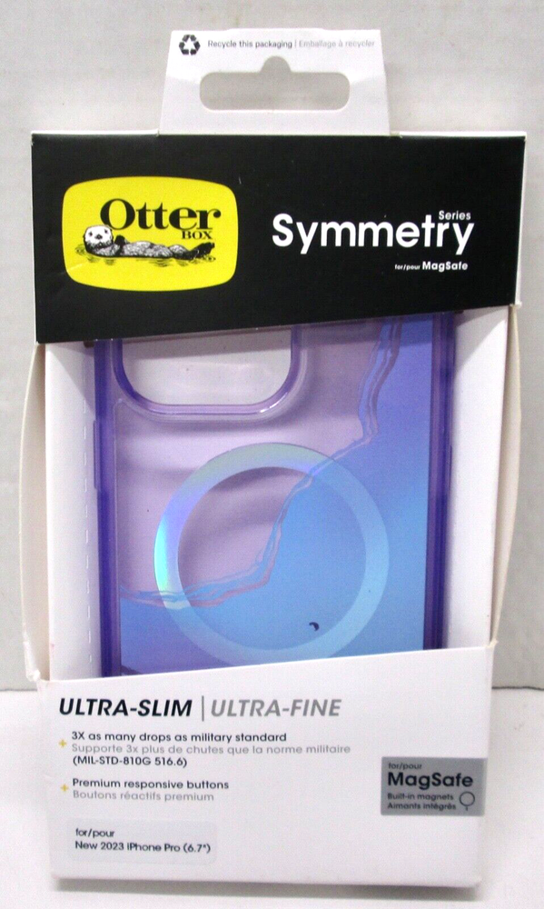 OtterBox Apple iPhone 14 & 15 Pro Max Symmetry Series Case-MagSafe-Purple/Clear