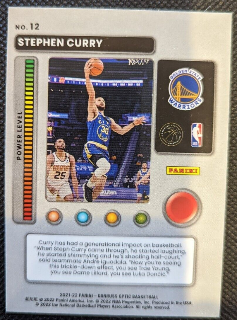 2021-22 Panini Donruss Optic STEPHEN CURRY #12 T-Minus 321 Insert
