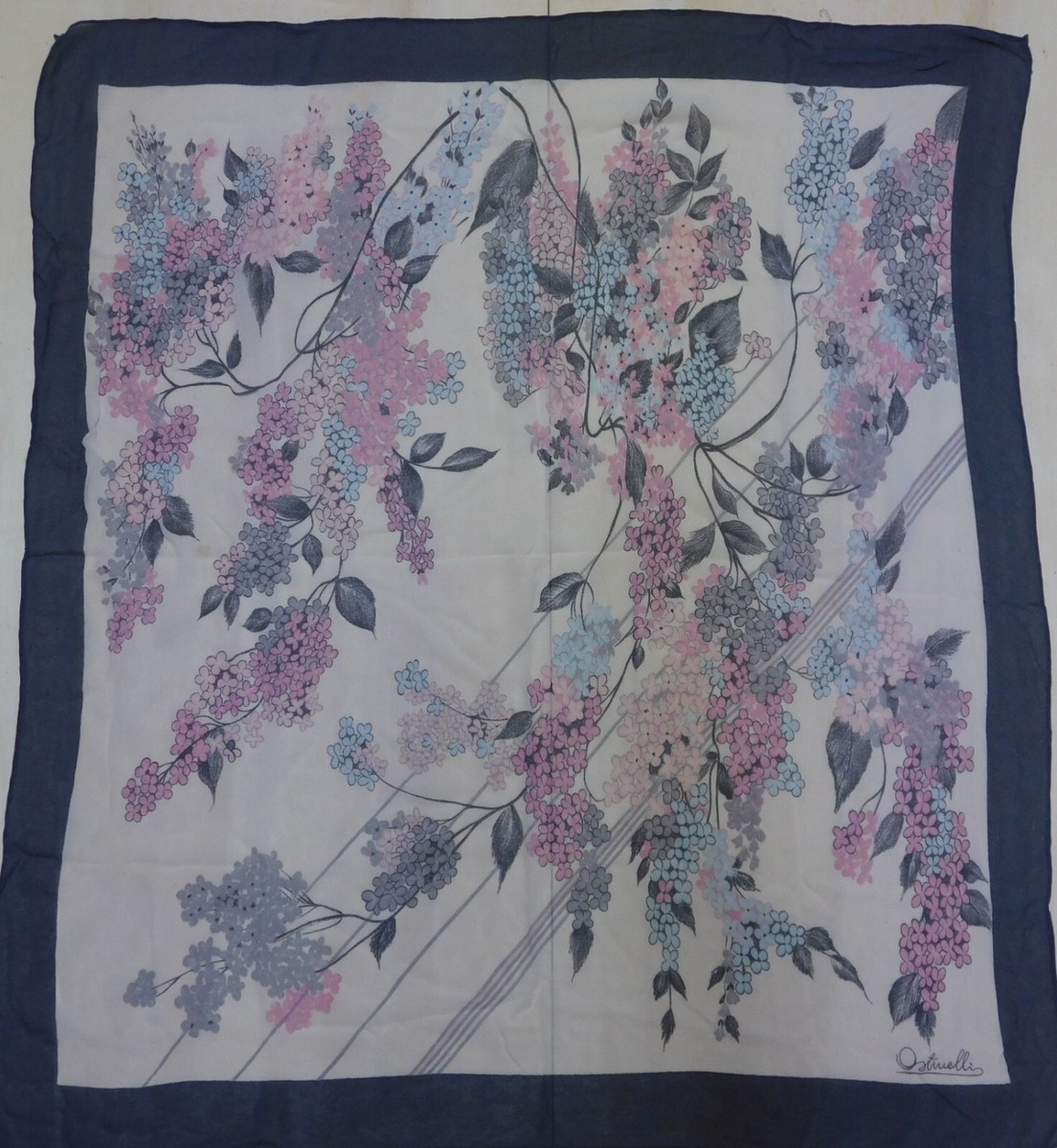 FOULARD 100% PURA SETA SILK SOIE VINTAGE DONNA OSTINELLI (1324