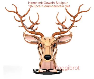 TEC CREATORS U.A. Hirsch Skulptur Hirschkopf Ornament Klemmbaustein Set 1070+ pcs