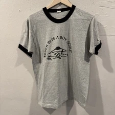 vintage 80s Never Bite a Boy Scout shirt
