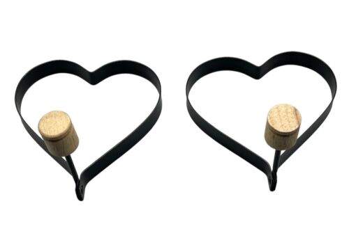 Norpro pancake & egg rings set of 2 black metal heart with cork handle 4" READ