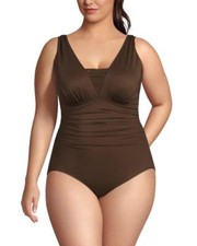 LANDS' END Plus Size 24W Slendersuit Grecian Tummy Control Swimsuit NWT 145