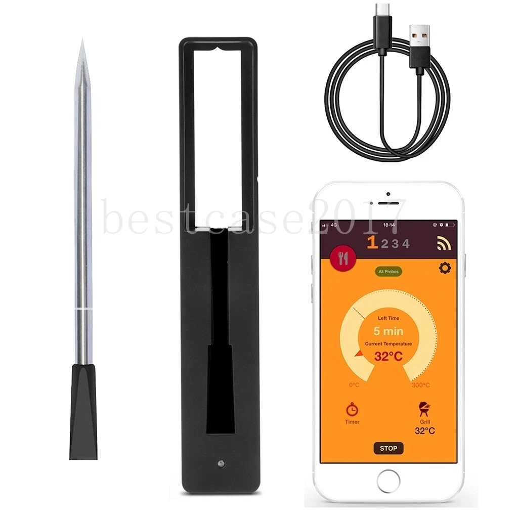 165Ft Truly Wireless Meat Thermometer Bluetooth for Grill Oven Digital Meat  In