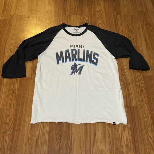 Mens MLB Miami Marlins 3/4 Sleeve ‘47 Brand Shirt Size XL