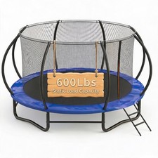 10/12/14 FT Outdoor Trampoline 600LBS/1760LBS W/ Net and Ladder Trampoline