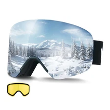 VEVOR Ski Goggles Magnet Cylindrical Lens Dark Blue Revo Coating Snow Goggles