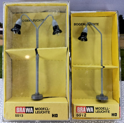 Vintage Brawa HO Scale Boulevard Street Lights - SIngle and Double Lamps #5513