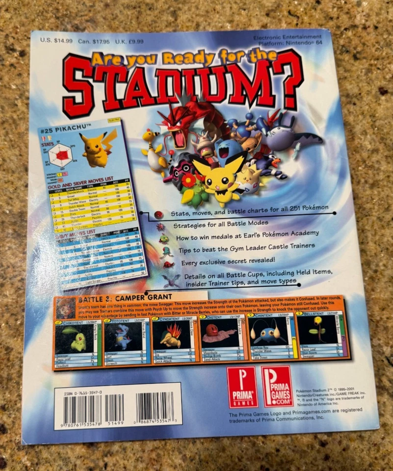 Pokemon Stadium 2 OFFICIAL Nintendo Player's Strategy Guide N64 - Image 3 of 3