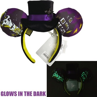 Disneyland Paris Phantom Manor Mickey Mouse Ears Headband Glow Dark Disney Parks