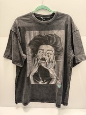 Vintage Oversized Tee With Original Print Artwork Size L Distressed Gray