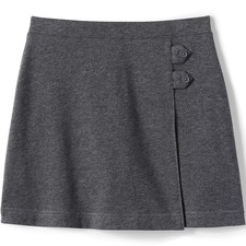 Lands' End School Uniform Above Knee Solid Knit Skort Girls 7 Gray Heather NEW