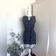 BeachLunchLounge Navy Blue and White Sleeveless Floral Print Dress Size Small