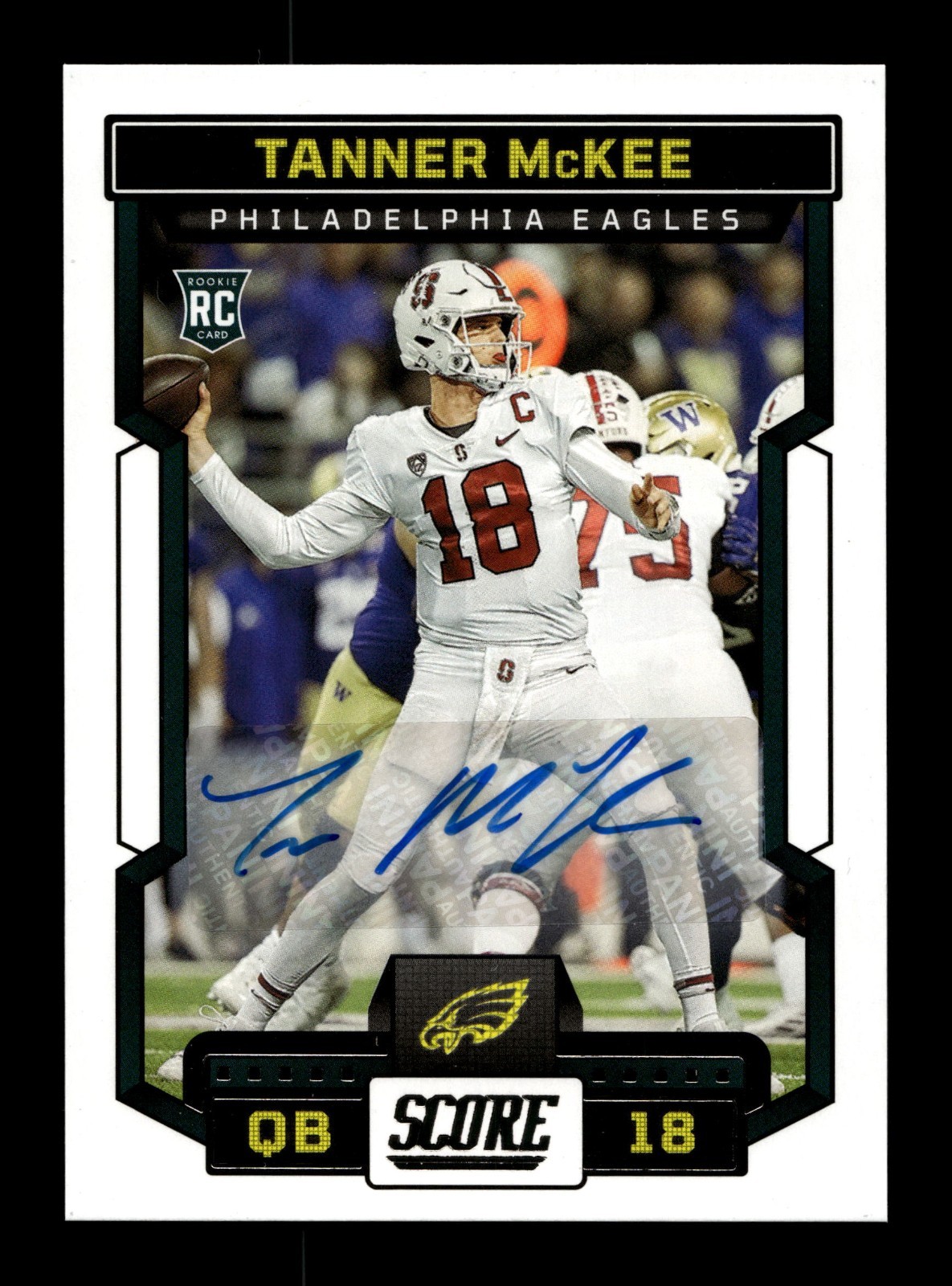 2023 Score Signatures #306 Tanner McKee Auto RC Rookie EAGLES