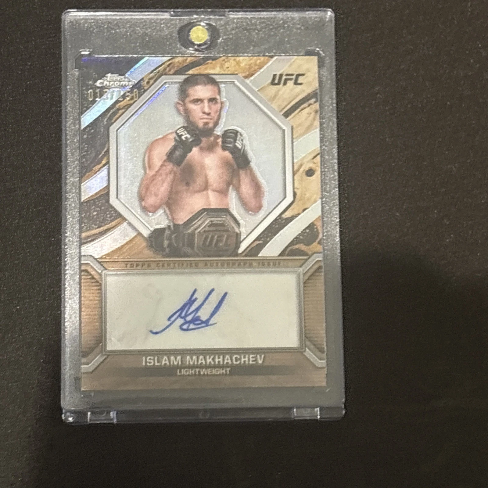 Islam Makhachev 2024 Topps Chrome Certified Mark Champion Refractor auto 015/150 image 4