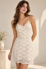 Windsor Ivory White Lace Spaghetti Strap Mini Dress Size Small