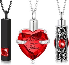 Elegant 3-Piece Cremation Urn Necklace Set - Waterproof Ash Memorial Pendants