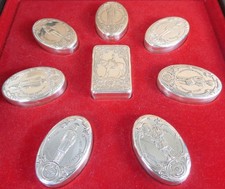 Superb Set 8 Sterling Silver Boxes The Guards Regiments Franklin Mint 1979/1980