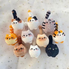 Crochet Cat Keychain, Handmade Amigurumi Cat Keyring, Cute Gift For Cat Lovers
