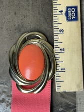 Vtg DAY-LOR BRIGHT PINK STRETCH BELT Gold Tone Buckle Elastic 2" Wide 27 1/2  