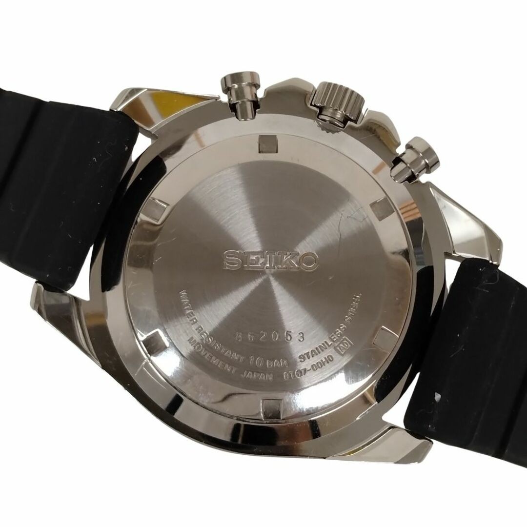 Seiko 8T67-00H0 Chronograph Quartz Men Rubber Band Silver Watch | eBay