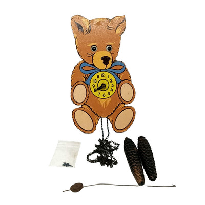 Vintage Helmut Kammerer Wall Clock Teddy Bear Moving Eyes Germany 