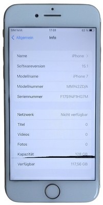 Apple iPhone 7 - 128GB - Gold (Ohne iCloud) - Defekt Displaystreifen Bastler