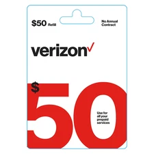 Verizon Wireless PREPAID PHONE'S E-Gift Card $50 refill