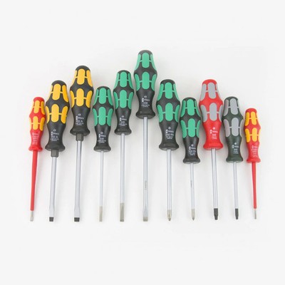 Wera 347106 Kraftform XXL 3 Slotted/Phillips/Square Screwdriver Set + Rack, 11 P